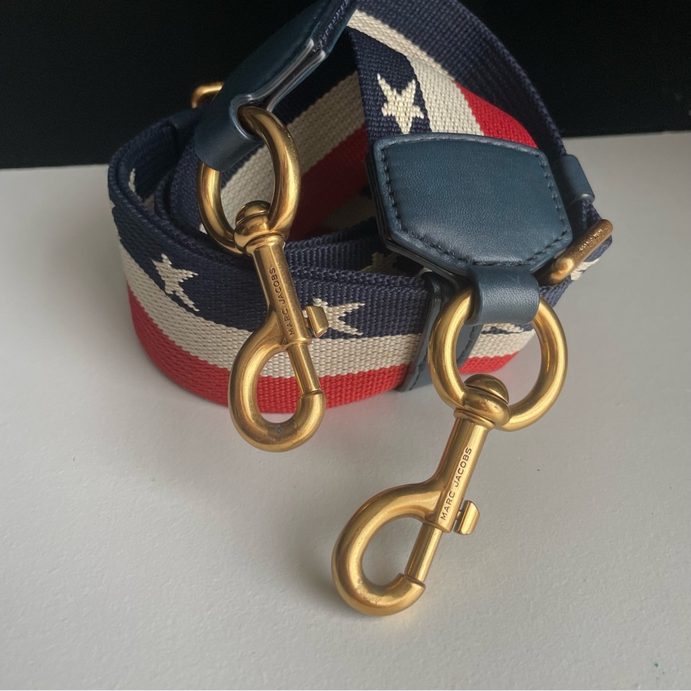 Marc Jacobs Stars & Stripes Red White Blue Webbing Guitar Strap for Bag Purse